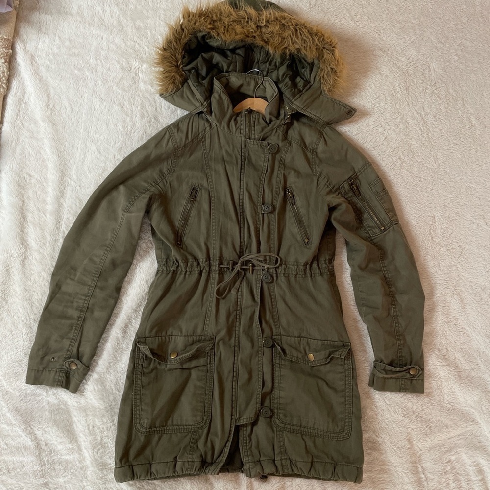 Forever21 olive green parka utility jacket